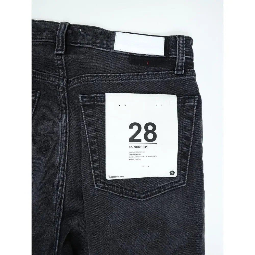 NWT RE/DONE 70s Stove Pipe Jeans 28 Washed Noir High Rise Straight Crop Raw Hem